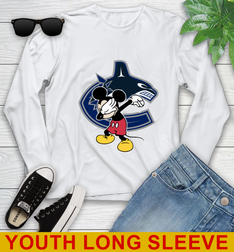 Vancouver Canucks NHL Hockey Dabbing Mickey Disney Sports Youth Long Sleeve