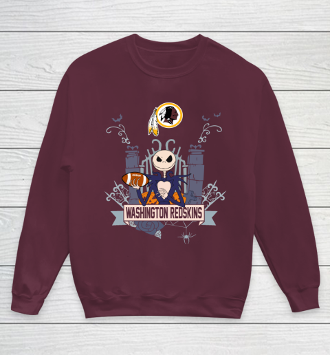 NFL Washington Redskins Football Jack Skellington Halloween Youth Sweatshirt 4