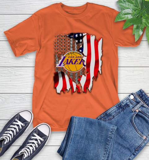 Los Angeles Lakers NBA Basketball American Flag T-Shirt 4