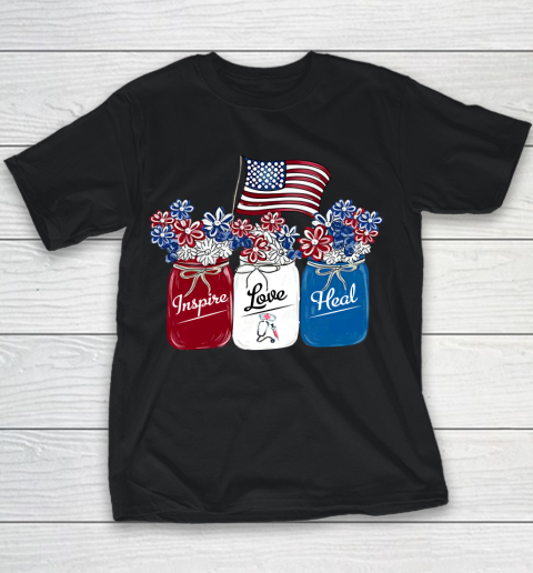 4th Of July Inspire Love Heal Nurse America Flag Youth T-Shirt