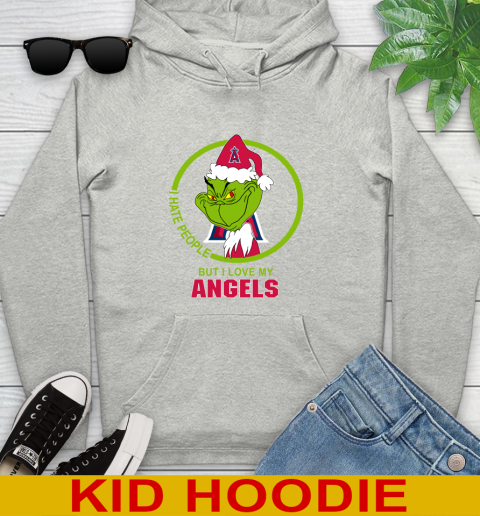 Los Angeles Angels MLB Christmas Grinch I Hate People But I Love My Favorite Baseball Team Youth Hoodie