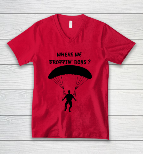 Fortnite Tshirt Where we droppin Boys V-Neck T-Shirt 3