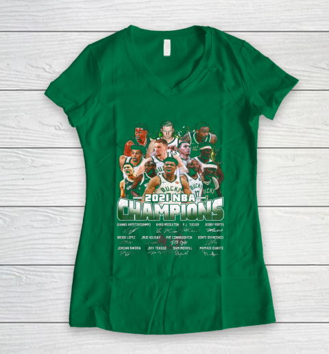 Milwaukee Bucks Championship shirt Milwaukee Basketball Bucks Finals 2021 Women's V-Neck T-Shirt 3