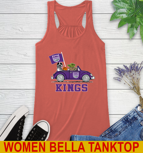 NBA Basketball Sacramento Kings Darth Vader Baby Yoda Driving Star Wars Shirt Racerback Tank 4
