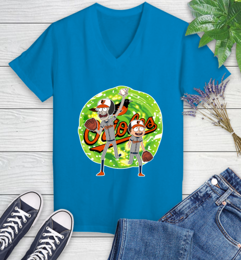 MLB Baltimore Orioles Rick And Morty Baseball Sports Women's V-Neck T-Shirt 7