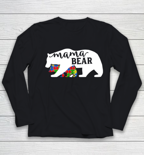 Mom Mama Bear Autism Awareness Month Family Support Youth Long Sleeve
