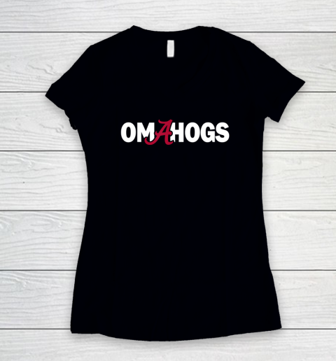 Omaha Here Come The Hogs Funny Omahogs Women's V-Neck T-Shirt