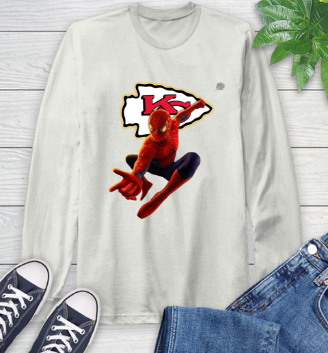 NFL Spider Man Avengers Endgame Football Kansas City Chiefs Long Sleeve T-Shirt 12