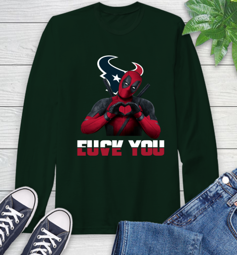 NHL Houston Texans Deadpool Love You Fuck You Football Sports Long Sleeve T-Shirt 7