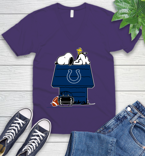 Indianapolis Colts NFL Football Snoopy Woodstock The Peanuts Movie V-Neck T-Shirt 10
