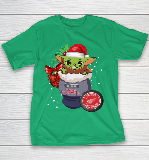 Detroit Red Wings Christmas Baby Yoda Star Wars Funny Happy NHL Youth T-Shirt