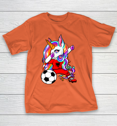 Dabbing Unicorn Albania Soccer Fans Jersey Albanian Football T-Shirt 17