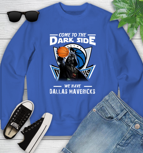 NBA Come To The Dark Side We Have Dallas Mavericks Star Wars Darth Vader Basketball Youth Sweatshirt 7