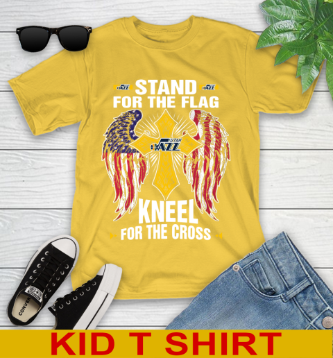 NBA Basketball Utah Jazz Stand For Flag Kneel For The Cross Shirt Youth T-Shirt 9