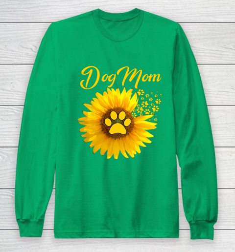 Dog Mom Shirt Amazing Dog Mom Sunflower Dog Paw Long Sleeve T Shirt