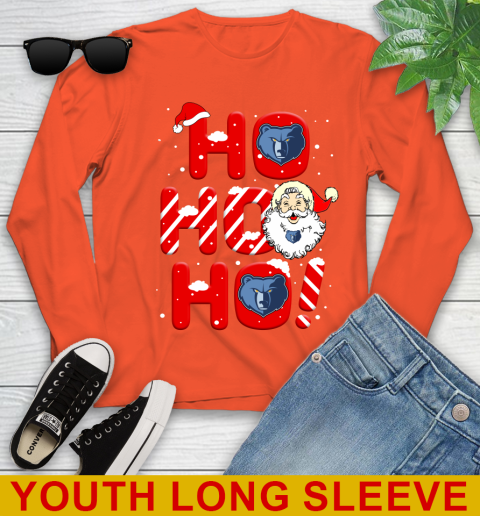 Memphis Grizzlies NBA Basketball Ho Ho Ho Santa Claus Merry Christmas Shirt Youth Long Sleeve 3