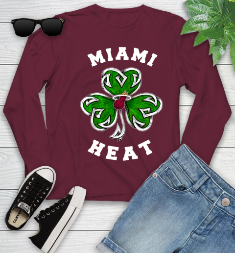 NBA Miami Heat Three Leaf Clover St Patrick's Day Basketball Sports Youth Long Sleeve 6