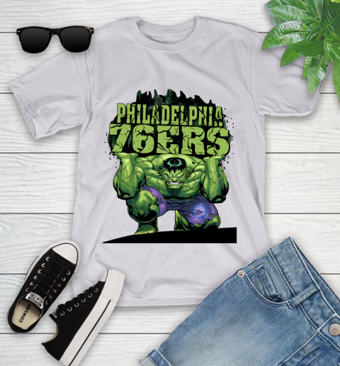 Philadelphia 76ers NBA Basketball Incredible Hulk Marvel Avengers Sports Youth T-Shirt 4