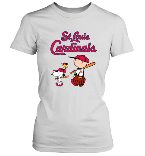 St Louis Cardinals Let's Play Baseball Together Snoopy MLB Women's T-Shirt