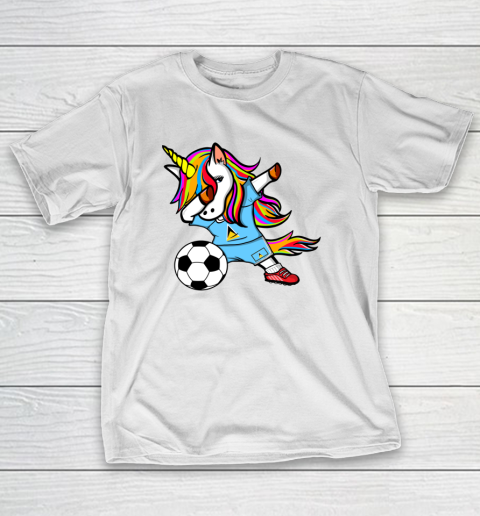 Funny Dabbing Unicorn Saint Lucia Football Flag Soccer T-Shirt
