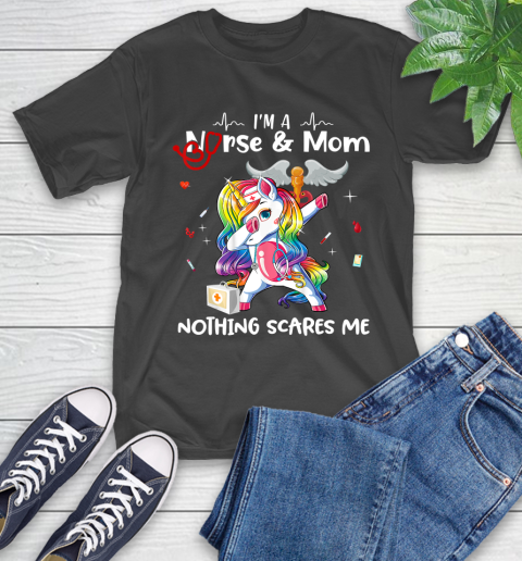 Nurse Shirt Womens Dabbing Unicorn Nurse Mother Day I'm a Mom T-Shirt