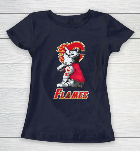 NHL My Cat Loves Calgary Flames Hockey Women's T-Shirt 2