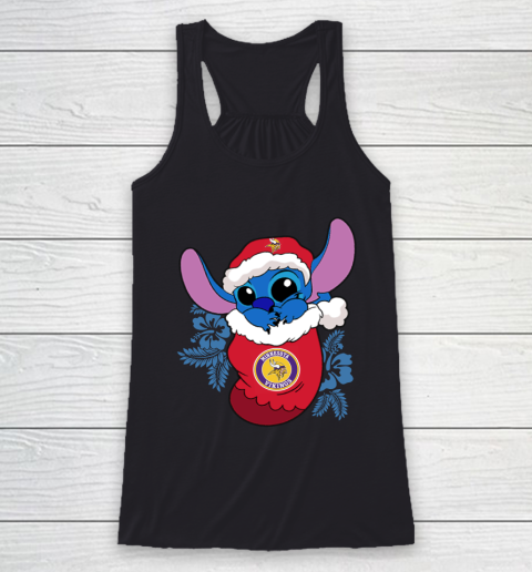 Minnesota Vikings Christmas Stitch In The Sock Funny Disney NFL Racerback Tank