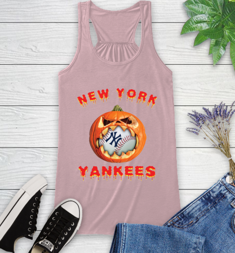 MLB New York Yankees Halloween Pumpkin Baseball Sports Racerback Tank 12 MLB New York Yankees Halloween Pumpkin Baseball Sports Racerback Tank - Image 12