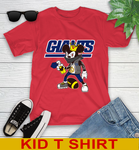 New York Giants NFL Football Mickey Peace Sign Sports Youth T-Shirt 10