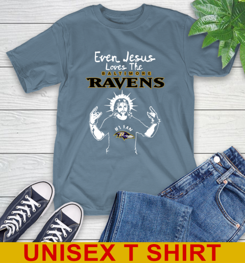 Baltimore Ravens NFL Football Even Jesus Loves The Ravens Shirt T-Shirt 8