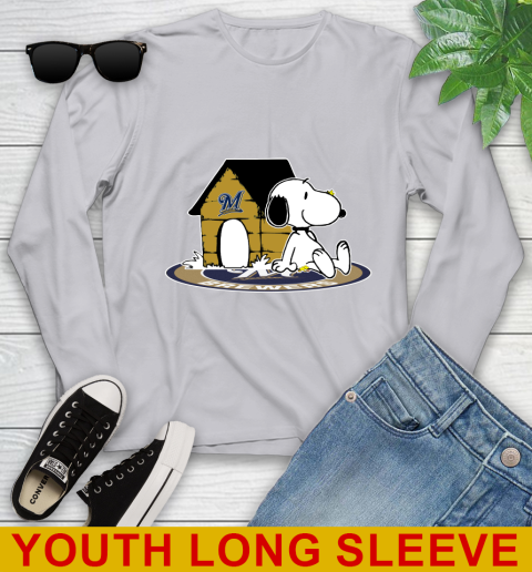 MLB Baseball Milwaukee Brewers Snoopy The Peanuts Movie Shirt Youth Long Sleeve 6