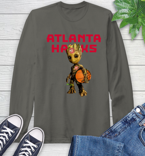 Atlanta Hawks NBA Basketball Groot Marvel Guardians Of The Galaxy Long Sleeve T-Shirt 8
