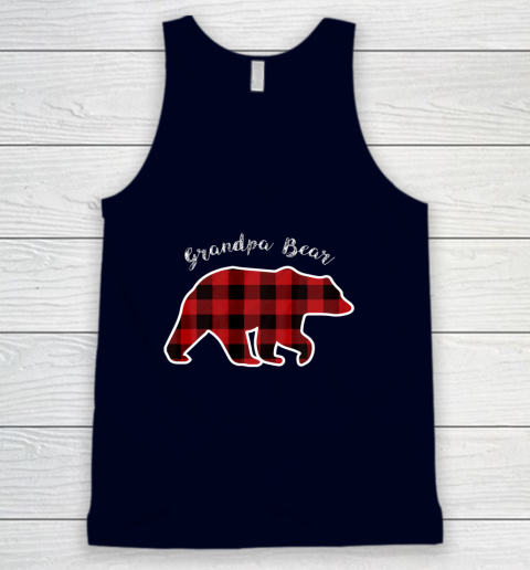 GRANDPA BEAR Men Red Plaid Christmas Pajama Family Gift Tank Top 2