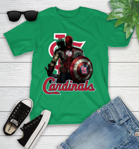 MLB Captain America Thor Spider Man Hawkeye Avengers Endgame Baseball St.Louis Cardinals Youth T-Shirt 6