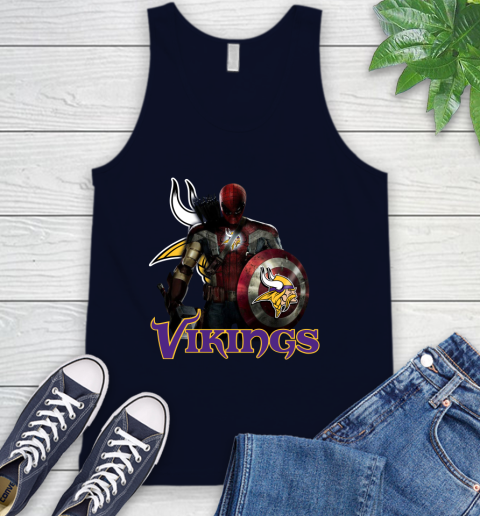 NFL Captain America Thor Spider Man Hawkeye Avengers Endgame Football Minnesota Vikings Tank Top 3