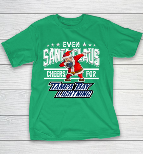 Tampa Bay Lightning Even Santa Claus Cheers For Christmas NHL Youth T-Shirt 3