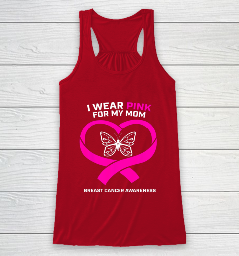 Men Women Kids Wear Pink For My Mom Breast Cancer Awareness Racerback Tank 4