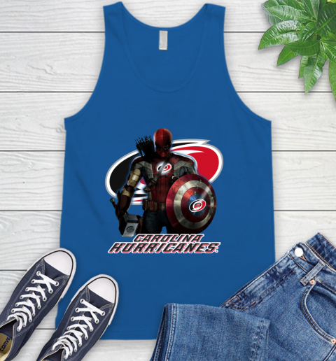 NHL Captain America Thor Spider Man Hawkeye Avengers Endgame Hockey Carolina Hurricanes Tank Top 5