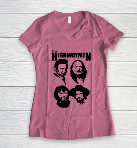 Willie Nelson Johnny Cash Outlaw Country Super Group The Highwaymen Women's V-Neck T-Shirt 7