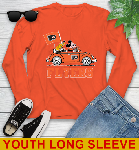 NHL Hockey Philadelphia Flyers Pluto Mickey Driving Disney Shirt Youth Long Sleeve 4