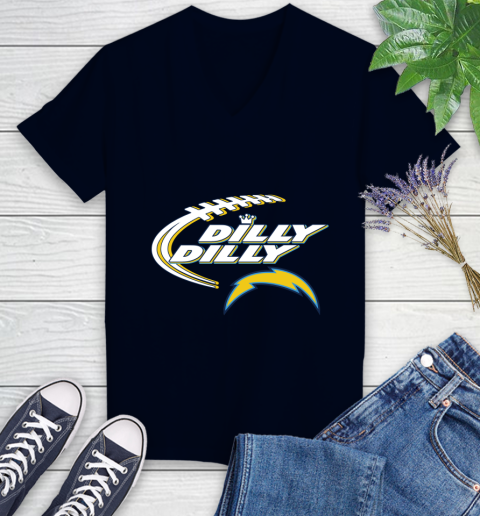 NFL Los Angeles Chargers Dilly Dilly Football Sports Women's V-Neck T-Shirt 3