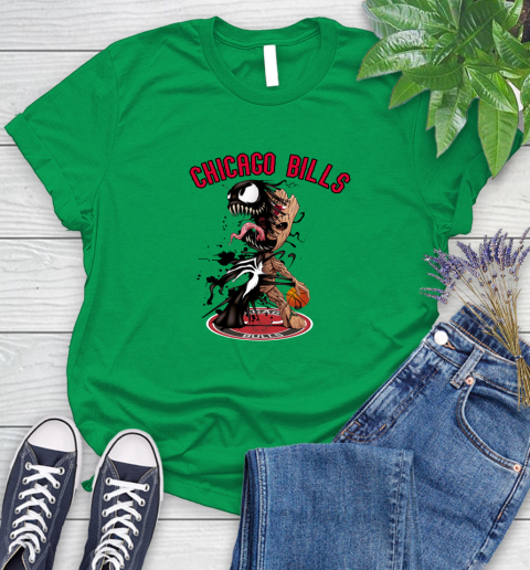 NBA Chicago Bulls Basketball Venom Groot Guardians Of The Galaxy Women's T-Shirt 6