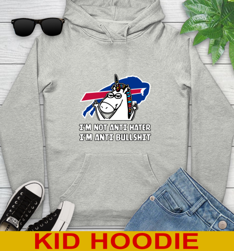 Buffalo Bills NFL Football Unicorn I'm Not Anti Hater I'm Anti Bullshit Youth Hoodie