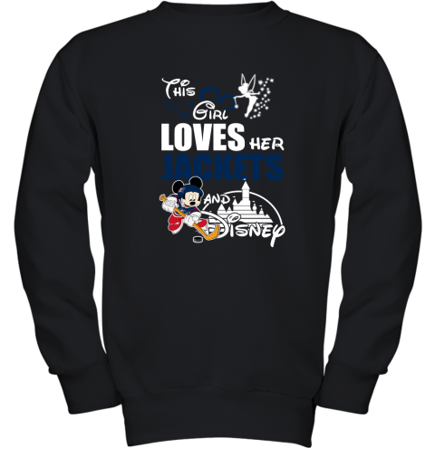 This Girl Love Her Columbus Blue Jackets And Mickey Disney Youth Sweatshirt