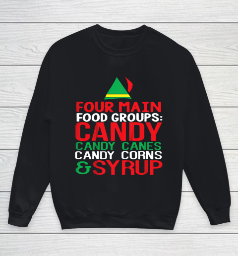 4 Main Food Groups Elf Buddy Christmas Youth Sweatshirt