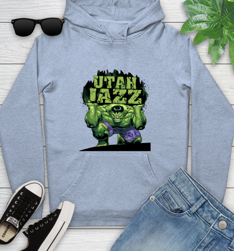 Utah Jazz NBA Basketball Incredible Hulk Marvel Avengers Sports Youth Hoodie 10