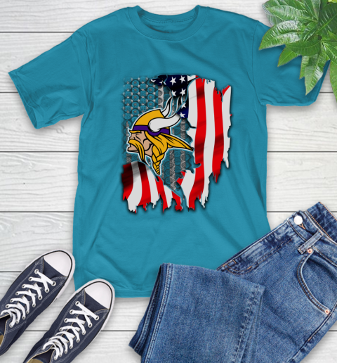Minnesota Vikings NFL Football American Flag T-Shirt 9