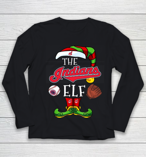 Cleveland Indians Christmas ELF Funny MLB Youth Long Sleeve