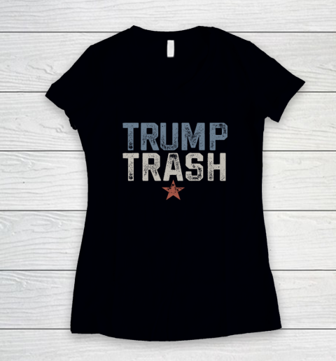 Trump Trash 2024 Grunge Vintage Garbage for Trump Women's V-Neck T-Shirt