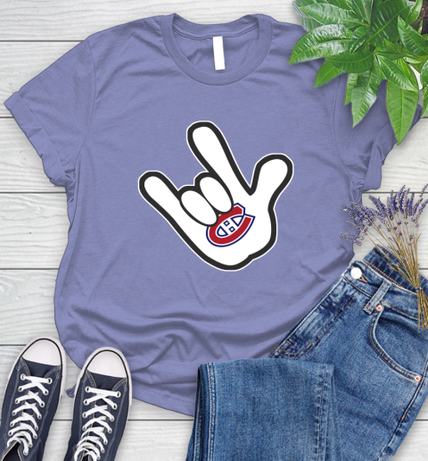 Montreal Canadiens NHL Hockey Mickey Rock Hand Disney Women's T-Shirt 11